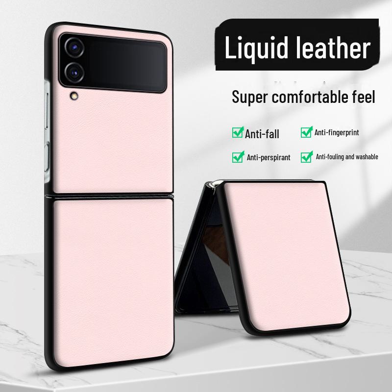 Защитный чехол из жидкой кожи Samsung ZFlip4 от падения с высоты: Цельный чехол