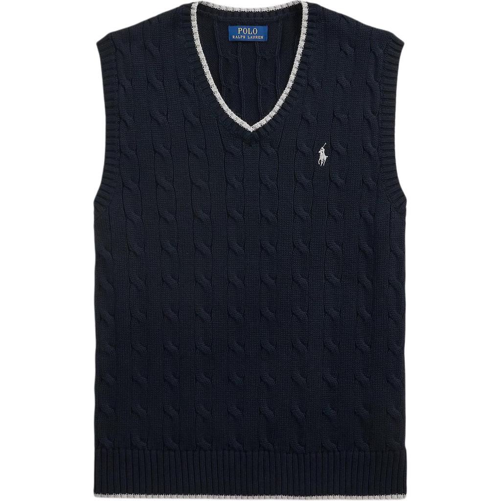 Polo Ralph Lauren Cable Knit Cotton Vest Men Tops Navy-Blue 710970288-001