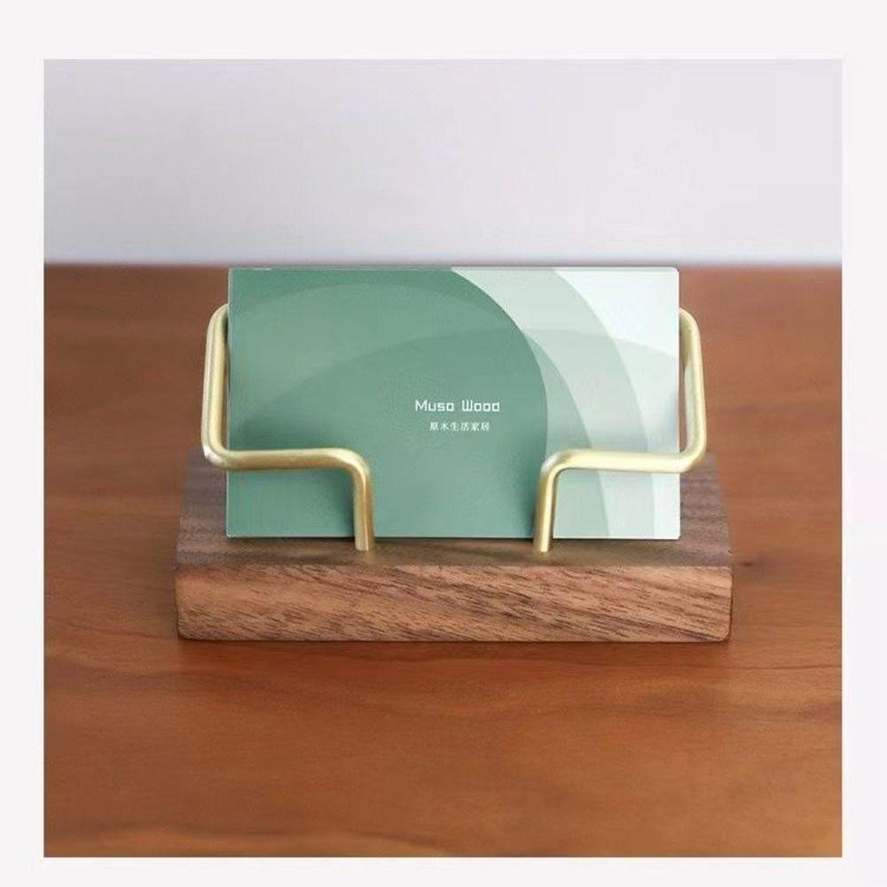 Walnut Wood Wooden Card Holder Tabletop Shelf Cards Display Stand Home Office Supply