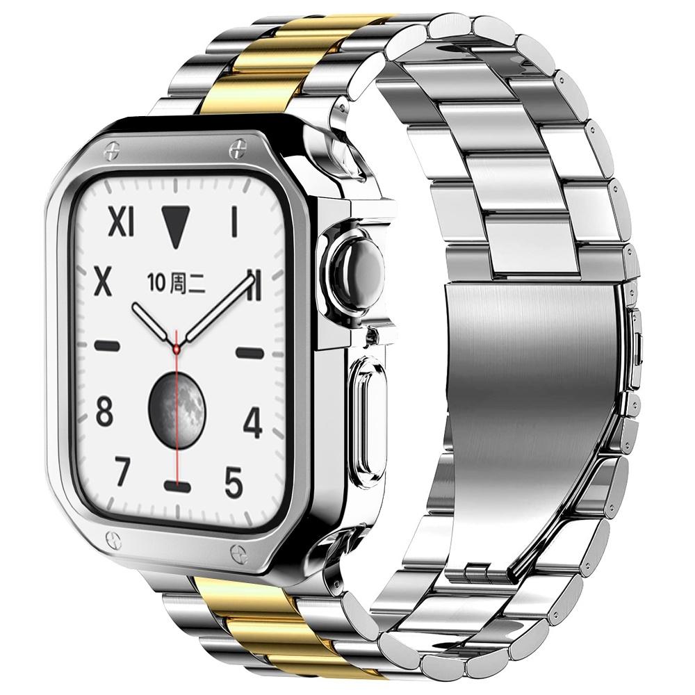 Защитный чехол из ТПУ + Металлический ремешок для Apple Watch Ultra Ремешок 49 мм 45/44 мм 41 мм 40/38 Браслет из нержавеющей стали серия 3 5 6 se 7 8 9