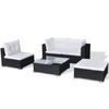 42740 vidaXL Salon de jardin 5 pcs avec coussins Résine tressée Noir