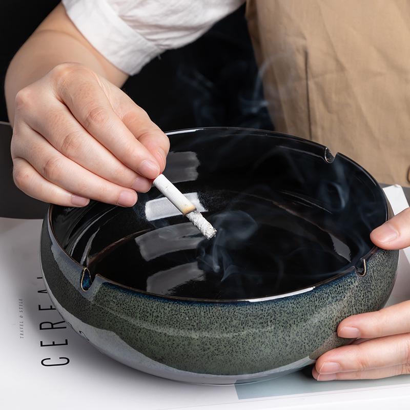 Large Ceramic Ashtray – Creative Retro Chinese Style for Living Room or Office