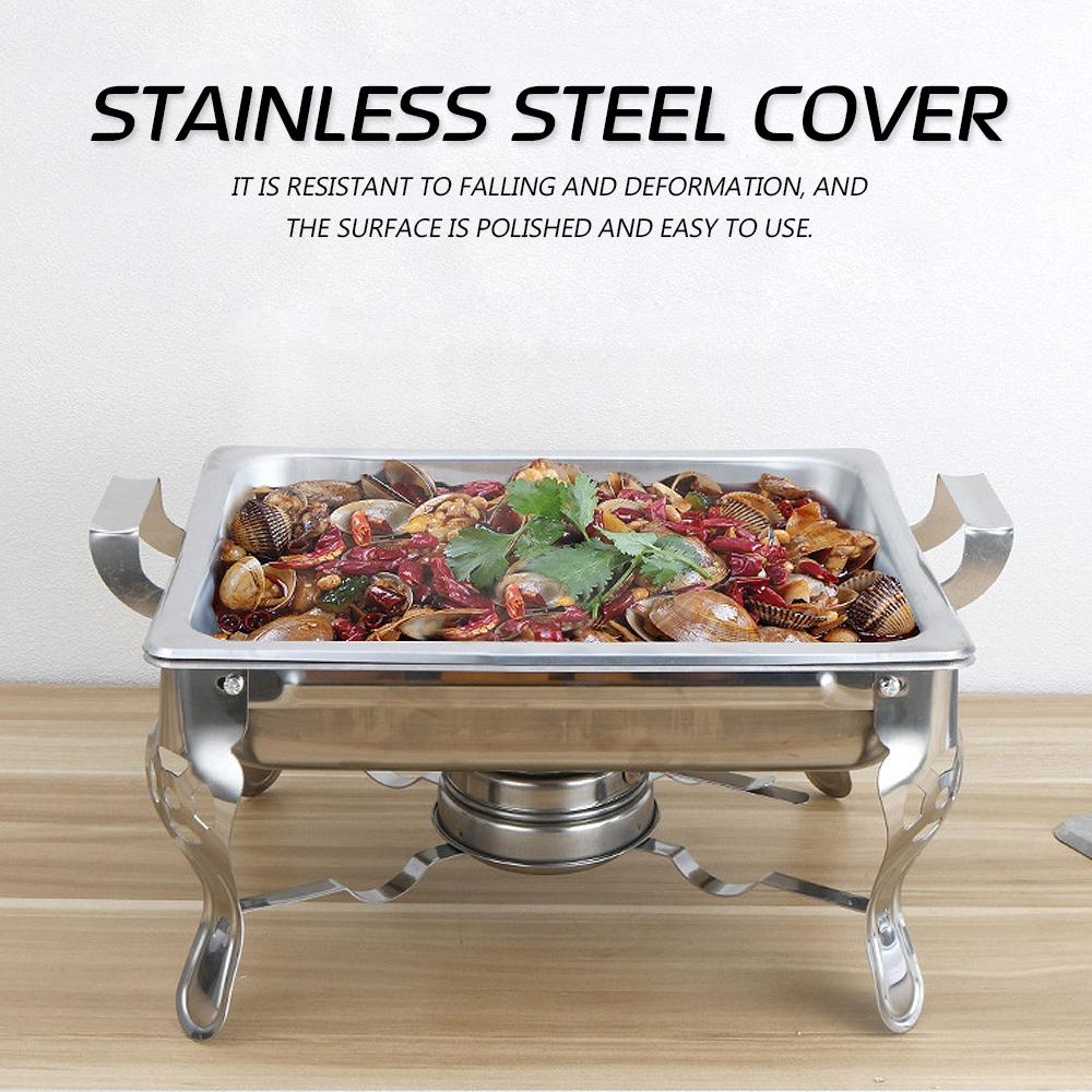 6L Square Buffet Stove Chafing Dish Buffet Stoves Caterer Food Warmer Burner Tray Wedding Party Stainless Steel Buffet Stove