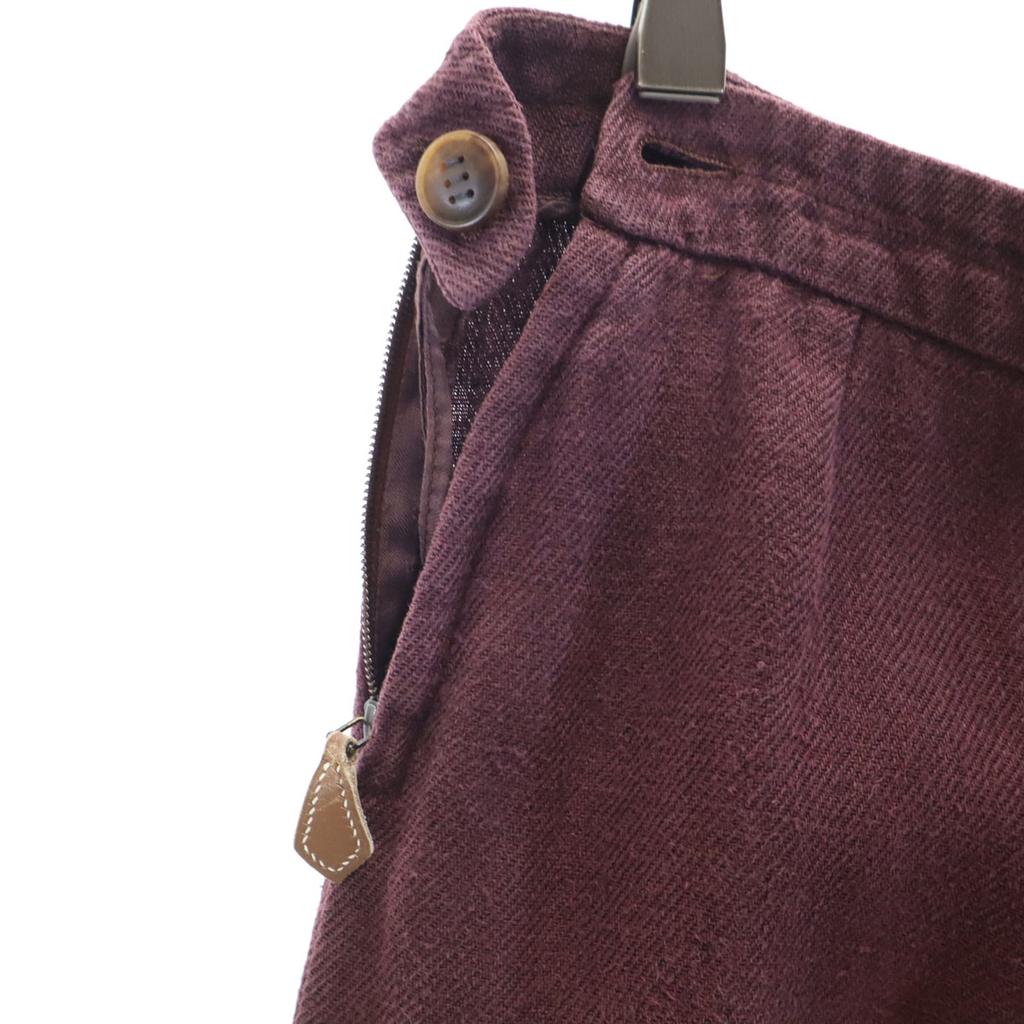 HERMES Made in Italy Linen Wide pants 34 Bordeaux Women Used