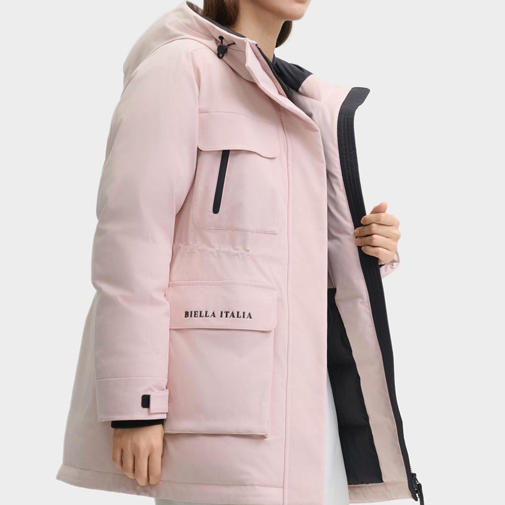 Fila Оригинальная теплая модная длинная парка с капюшоном, пуховик, женская верхняя одежда, дымчато-фиолетовый, лотосово-розовый F11W449911FPK