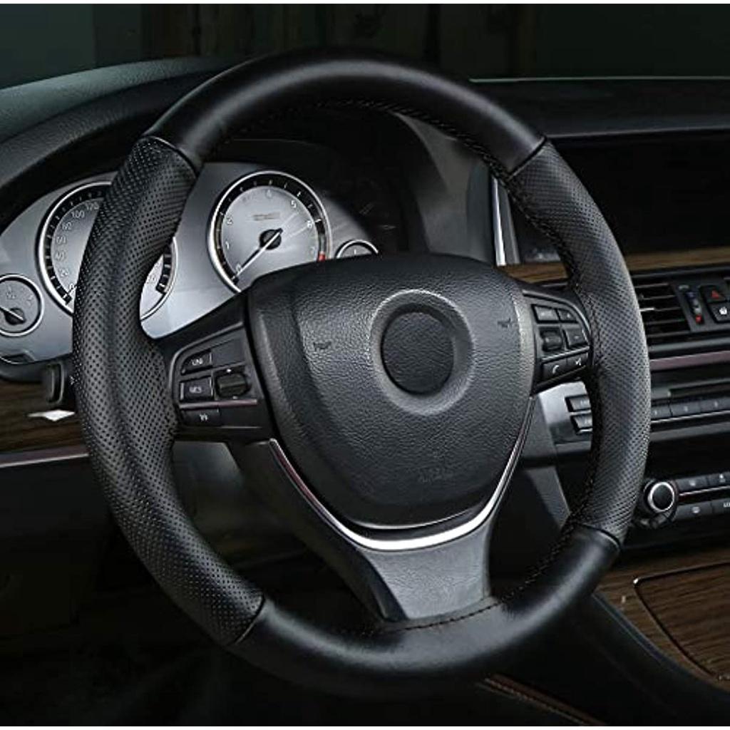 Кожаный чехол на руль автомобиля, универсальный размер для чехла на руль своими руками, нескользящий и мягкий, 37–38 см