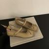 Inner Height Increase Mary Jane Shoes Women's Spring 2025 New Bow Square Head Silver Splicing Flat Ballet Shoes