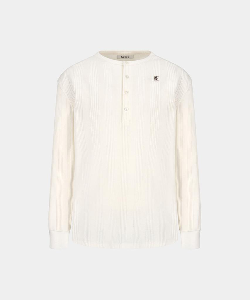 Noiseu Хлопок в рубчик с длинным рукавом, воротник-henley - Белый