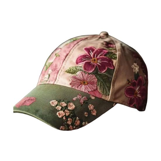 Baseball Hat Embroidery Flower Pattern 3D Printing Retro Sun Protection Summer Cap Hiking Outings Traveling