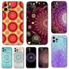 Indian Pattern Mandala Phone Case for Iphone 5 5s 2020se 6 6s 7 8 Plus X 10 XR XS 11 12 13 Mini Pro MAX Black Tpu Back Cover