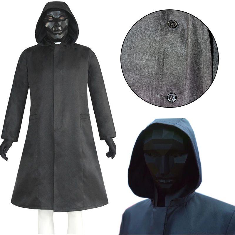 Кальмар Игра Босс Фронтмен Костюм Костюм Черная Куртка Пальто Наряд Потому что Хэллоуин