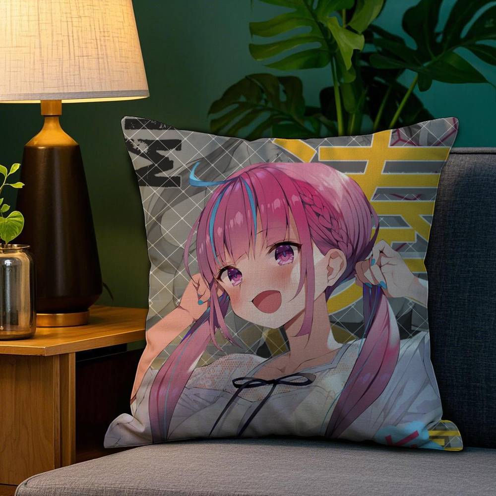 H-Hololive M-Минато Аква Наволочка Плюшевая Ткань Мягкая Двусторонняя Печать Наволочка для Подушки Диванная Подушка Чехлы для Декоративных Подушек