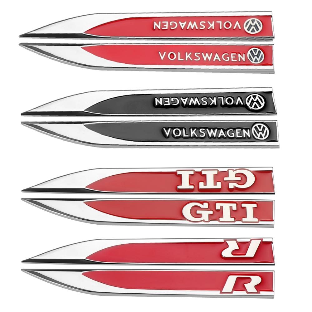 DOG1 2pcs Car Fender Side Wing Auto Emblem Sticker Accessories For Volkswagen VW R-line R GTI Polo Golf MK8 Touareg Passat Magotan CC