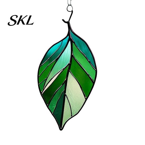 Stained Glass Leaf Art Acrylic Hanging Pendant, Waterproof Sunproof Window Hanging, Decorative Pendant Ornament with Colorful Light Effects for Garden
