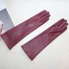 Touchscreen New Women's Long Gloves Thin Silk Lined Leather Gloves