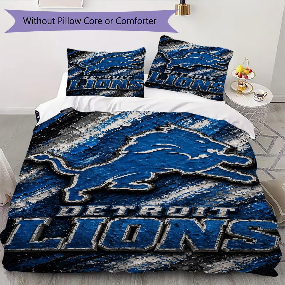 Detroit Lions Pattern Bedding uilt Set uilt Cover Pillowcase Home Decoration Birthday Gift (1*duvet cover + 2*pillowcase without core)