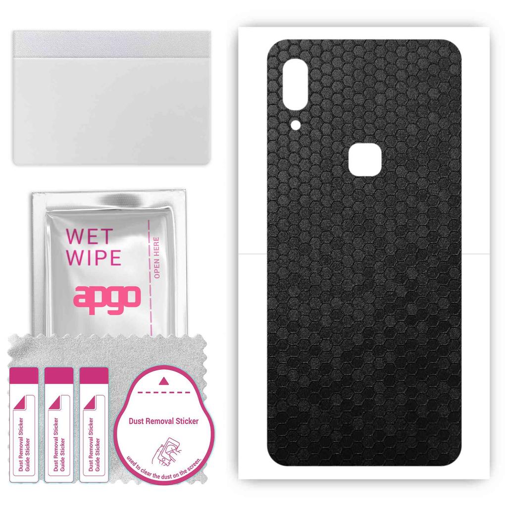 apgo Protective Skin Sticker for the back compatible with vivo Z3i, Wrap Film, Foil, Vinyl - Pattern Black Honeycomb