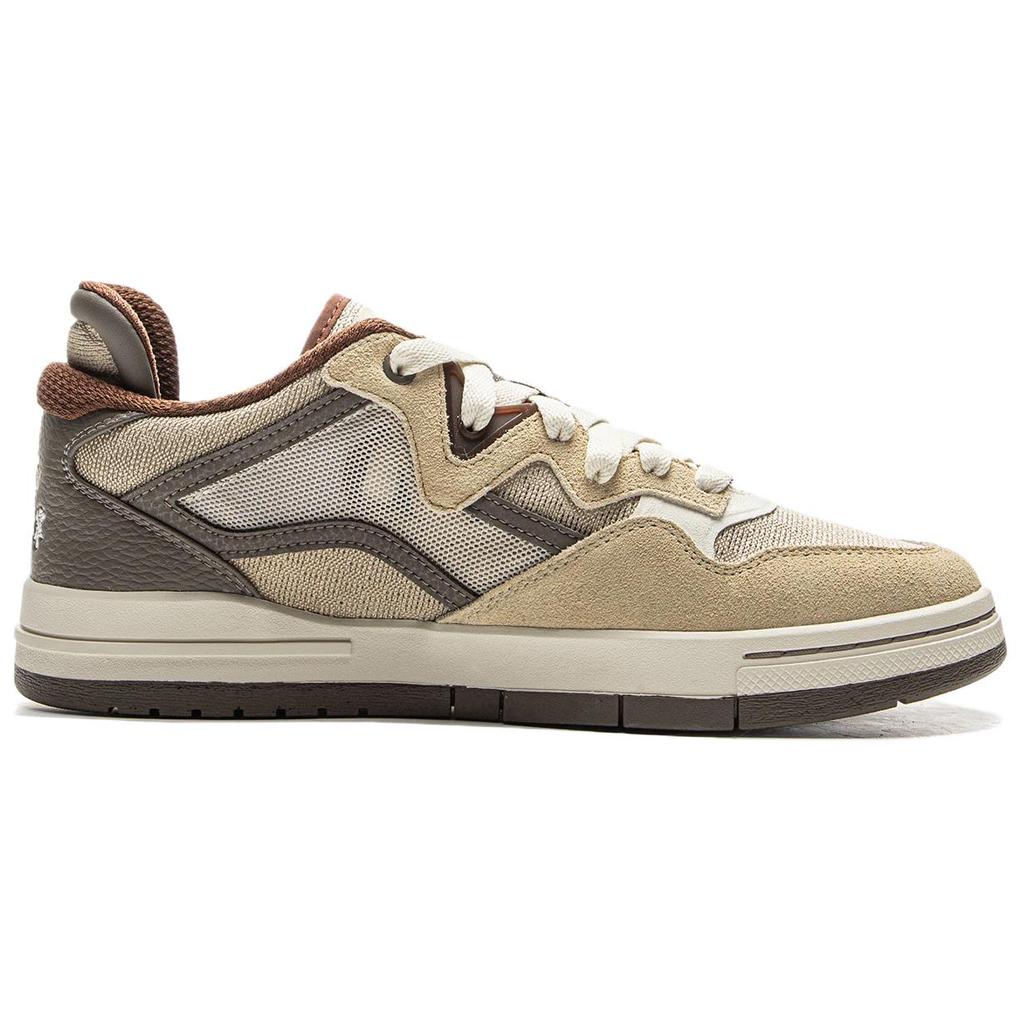 Li Ning Weiw Pro Trendy Versatile Durable Low-Top Skate Shoes Unisex Sneaker Khaki Palm-Brown Rice-Paper-White AECV007-4