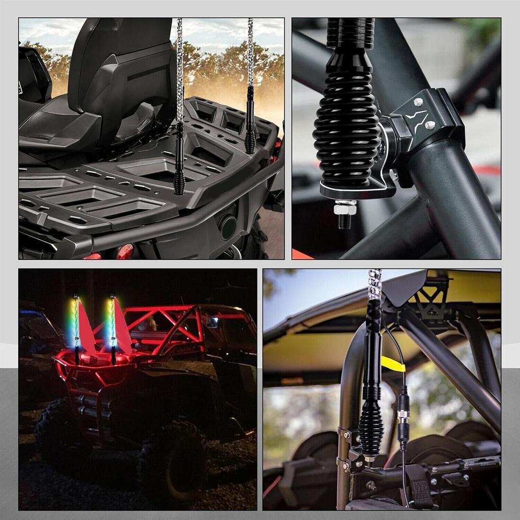 Пружинное основание для крепления хлыста, 2 шт., RGB 2 фута 3 фута 4 фута 5 футов 6 футов, светодиодный хлыст, пружинное основание, защитный монтажный кронштейн, крепление для Polaris RZR UTV ATV