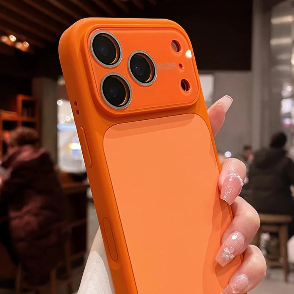 Матовый чехол из жидкого силикона однотонный для For Iphone 17 16 1 Pro Max 13 14 Защитная пленка для камеры Большое окно Тонкая крышка