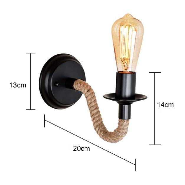 Ретро-светодиодный настенный светильник из пеньковой веревки, американский ретро-светильник, настенное бра для гостиной, чердак, освещение туалетного столика, настенное бра для дома
