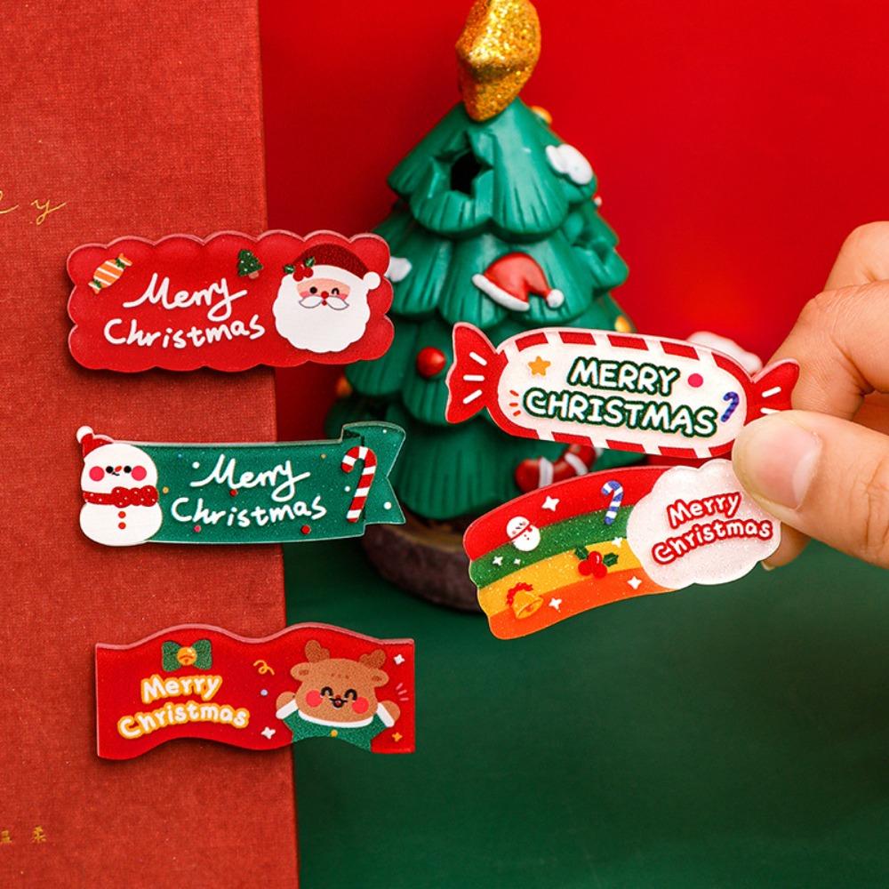 Cartoon Snowman Side Clip Elk Christmas Hair Clip Kawali Acrylic Hair Clip  Daily