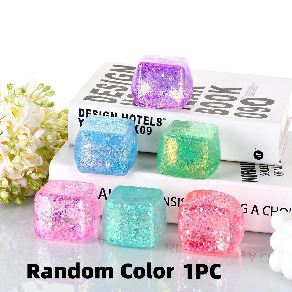1PC Slow Rise Glitter Gel Ball Cube Sensory Squeeze Toy Squishy Fidget Toys for Kids Adults Stress Relief Balls Gifts