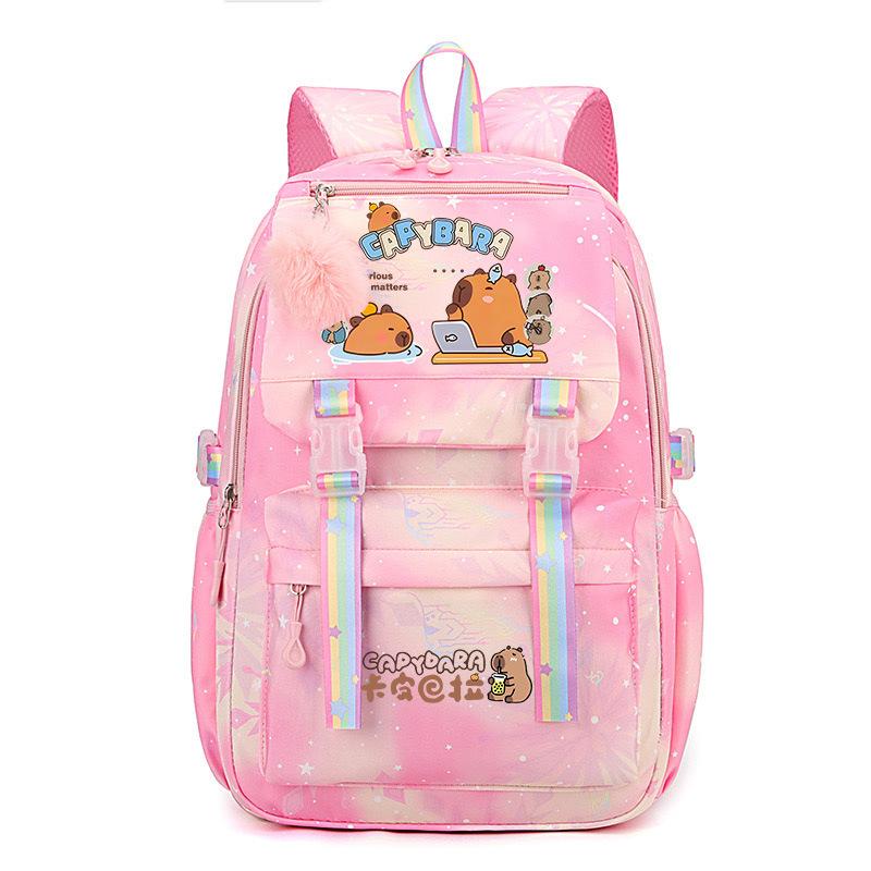 Популярный 2025 Капибара Capybara многоцветный красивый, грязеотталкивающий и прочный, милый школьный рюкзак для детей младшего школьного возраста