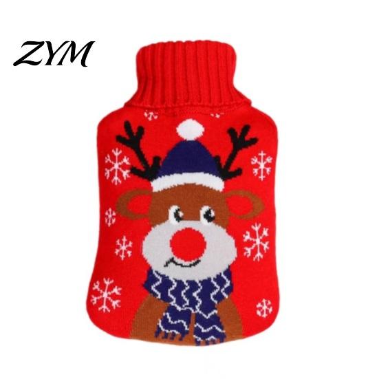 Santa Claus Hot Water Bottle 1000/2000ML Christmas Bottle, Cartoon Bag with Knit Cover, Long Lasting Heat Retention, Winter Warm