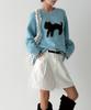 THE GREEN LAB Cat Jacquard Sweater [Blue]
