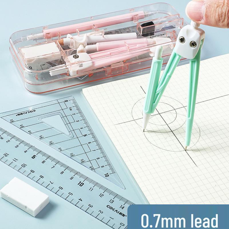 Morandi Color 9-Piece Student Drawing Set: Ruler, Compass, Pencil, Children's Stationery