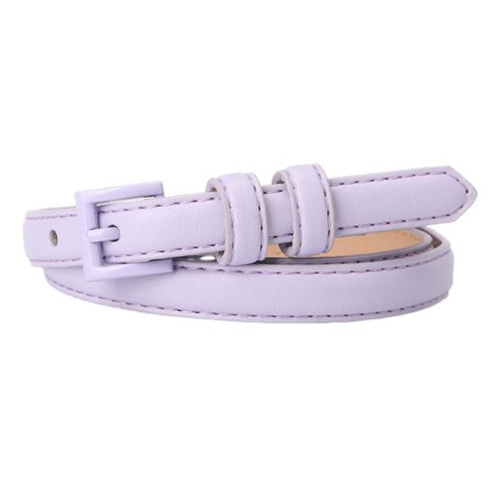 Women Thin Pants Belt Solid Color Faux Leather Waistband Adjustable Length Multi Holes Design Jeans Belt