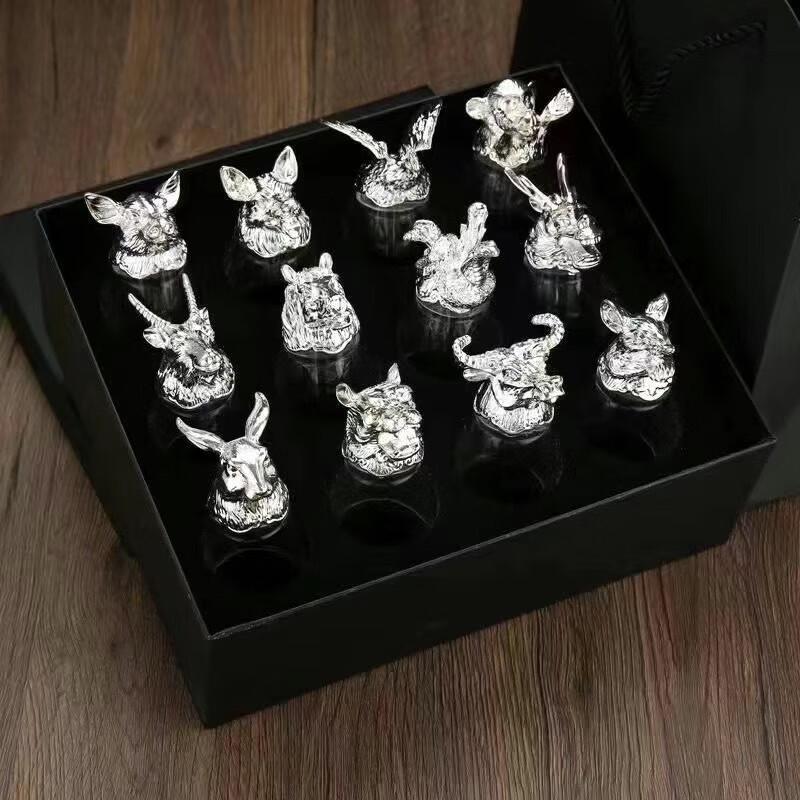 Shangqi Twelve Zodiac Ancient Bronze Style Wine Decanter & Cup Set