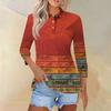 Женский модный повседневный топ на пуговицах с рукавом 3/4 и геометрическим принтом с лацканами
