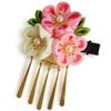 Sweet Kiss Japanese Hair Hair 3 Flowers with Birabanzashi Perfect for Years First Doll Summer Fireworks Tsumami Zaiku Ornament, Clip, (Pink),