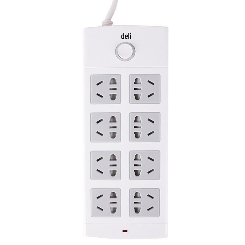 Deli 18212 8-Outlet Power Strip with Overload Protection, 5M (2-Pack) CN plug (adapter included)