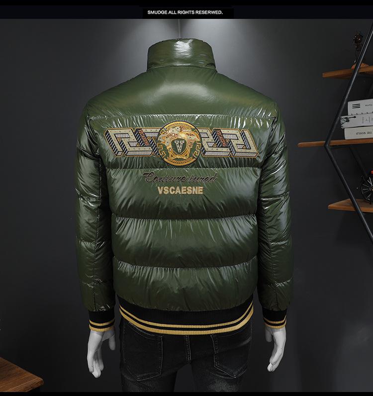 Мужская модная белая пуховая куртка с яркой поверхностью 2025 года - Утепленное и легкое зимнее пальто