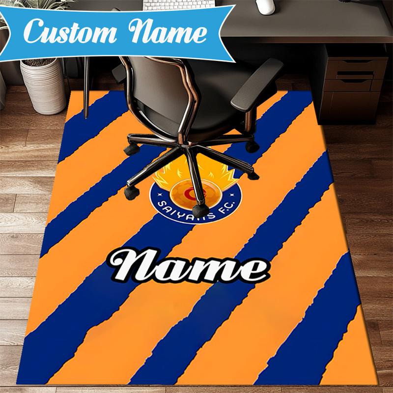Custom Name Saiyans Football Crest Rug Game Carpet, Floor Mat for Bedroom Living Room Entryway Rug, Home Decor Idea Gift for Christmas birthday