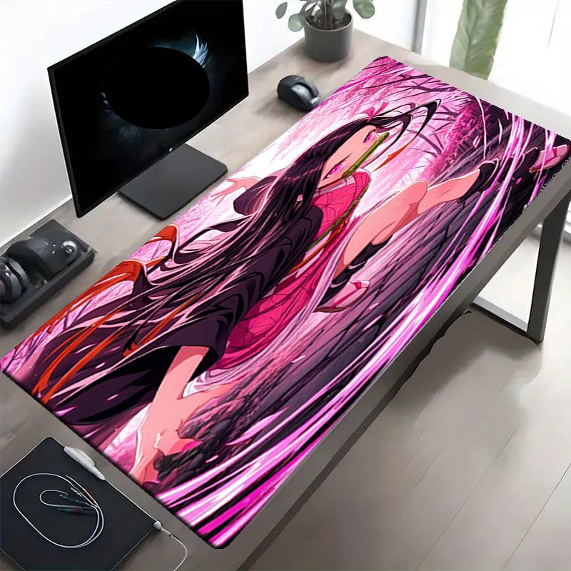 Demon Slayer Print Mouse Pad, Anti‑Slip Desktop keyboard Mat, for PC Laptop Gaming Working Daily Use, Cool Festival Surprise Gift