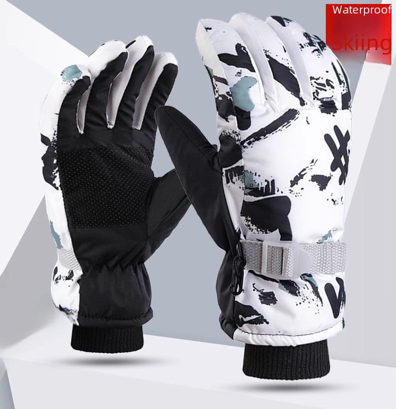 Мужские и женские водонепроницаемые нескользящие теплые перчатки для велоспорта и лыж, утолщенные бархатом и хлопком для защиты от зимнего холода
