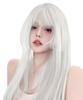 Knnzk Wig Long White Full Wig Gray Hair Straight Princess Cut Lolita Cosplay Crossdressing Wig Small Face Natural Heat Resistant with Net (white)