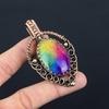Rainbow Solar Quartz Gemstone Handmade Jewelry Pure Copper Wire Wrapped Pendant