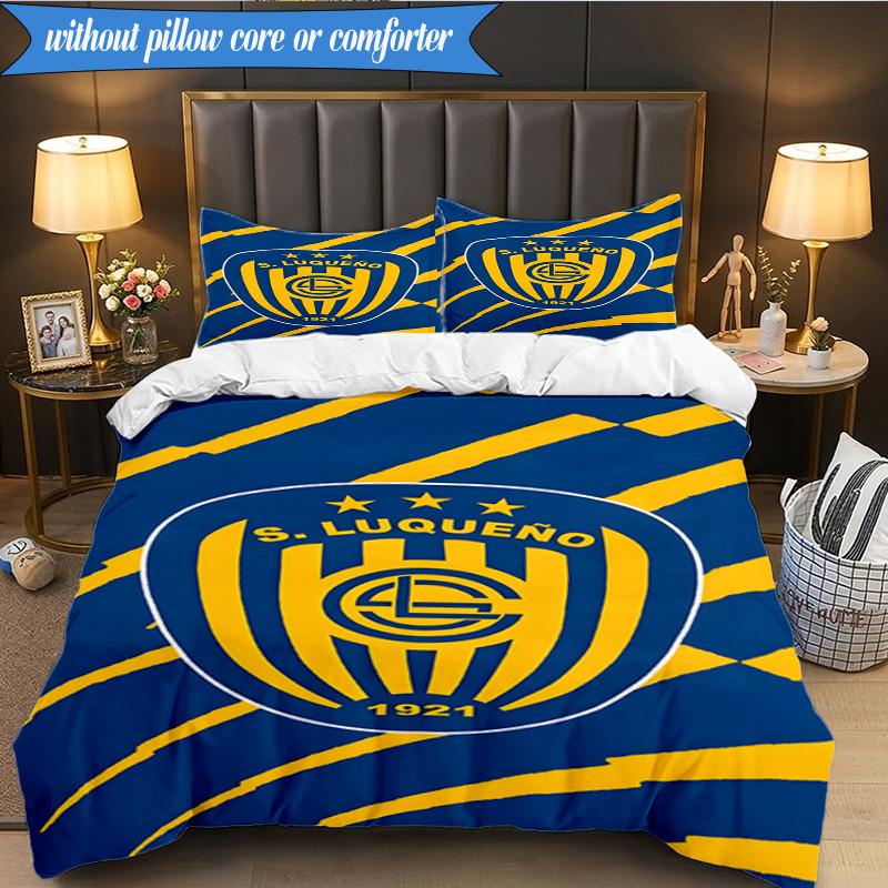Luqueno Club Emblem 3pcs Bedding,Including 1pc Duvet Cover And 2pcs Pillowcases Perfect for Christmas,Ideal for Bedroom, Dormitory