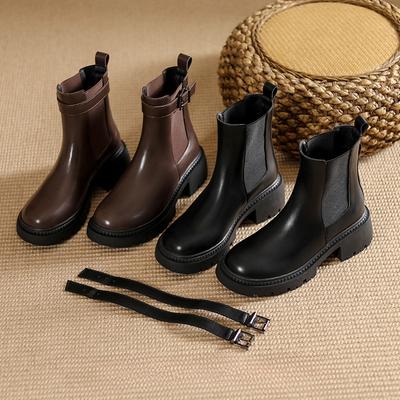 Ботильоны в стиле ретро, женские, новые, весна-лето и осень, ботинки Smoke Pipe, коричневые, толстая подошва, массивный каблук, весна