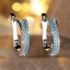 Fashion Blue Turquoise Hoop Earrings for Women Multicolor Zircon Earrings Silver Color Wedding Jewelry