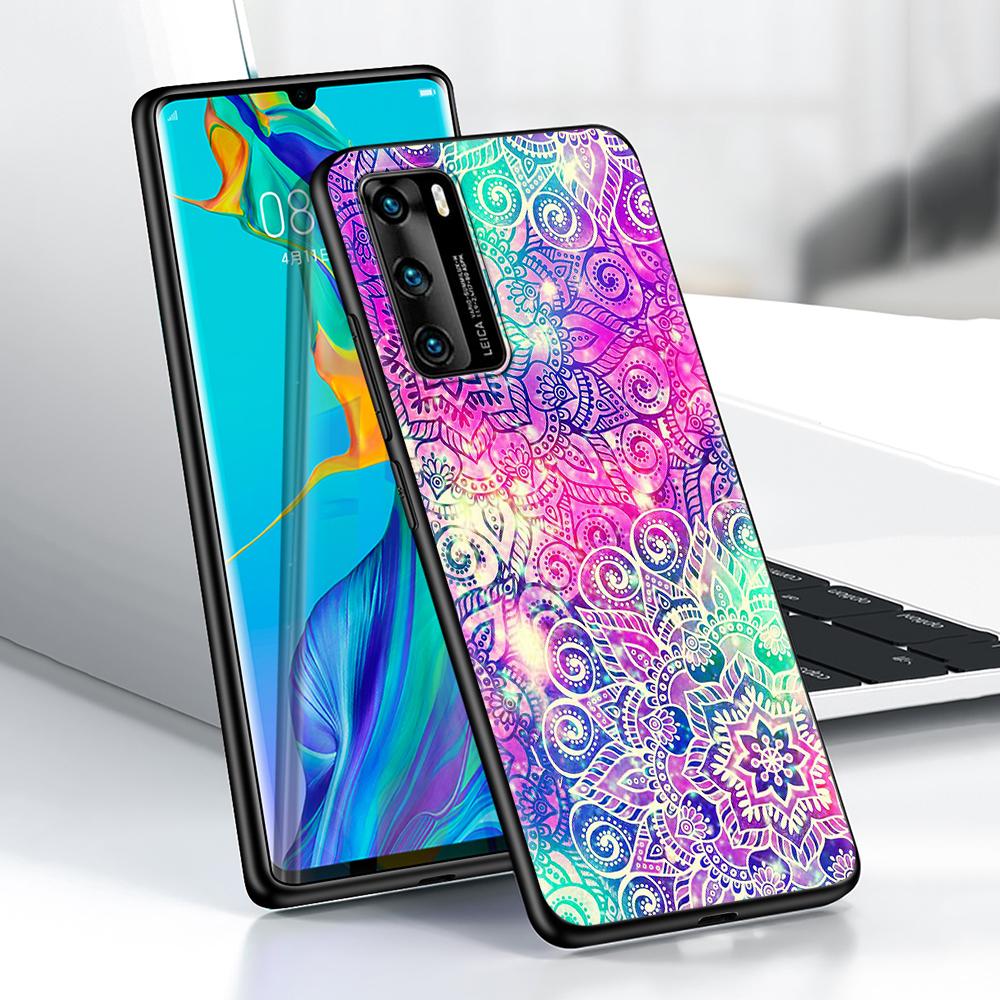 Чехол с изображением подсолнуха Мандала для Huawei P30 P Smart Z P40 Lite E P20 Y7 Y9 2019 Honor 8X Play 9A 50 20 9X Pro, черный мягкий чехол для телефона