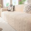 High-End Solid Elastic Sofa Cover Non-Slip All-Inclusive Polar Fleece Sofa Protector Soft Stretch Dust Cover with Strap