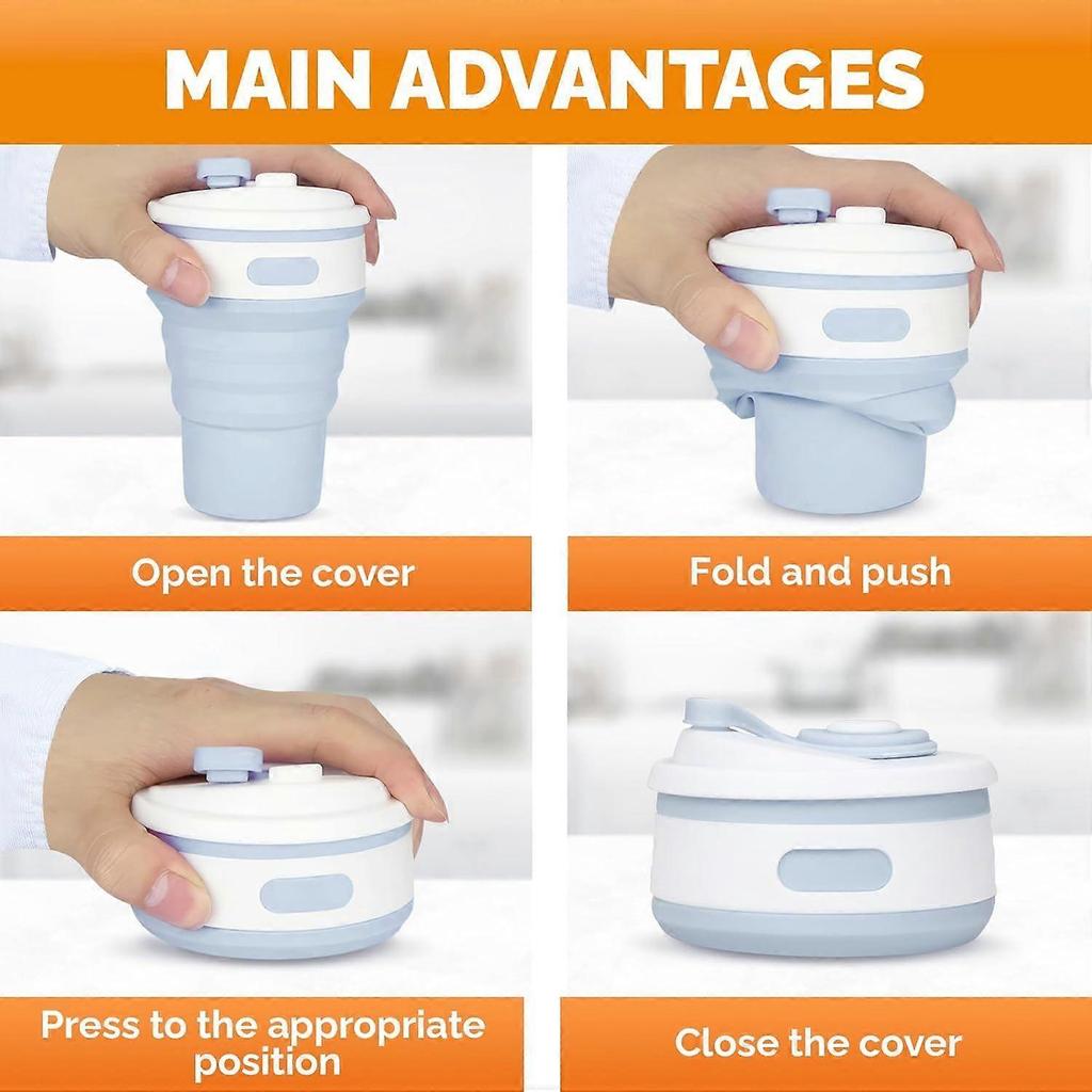 2025 Latest Model 2-Pack Collapsible Coffee Cup Reusable 12oz Leakproof Travel