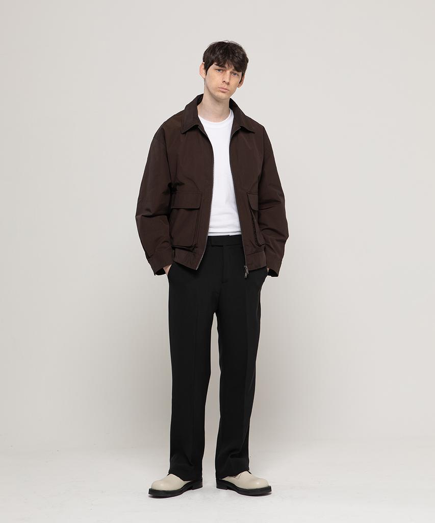 CHAMBROS Hidden Elastic Waist Semi-Wide Wrinkle-Free Slacks [Black]