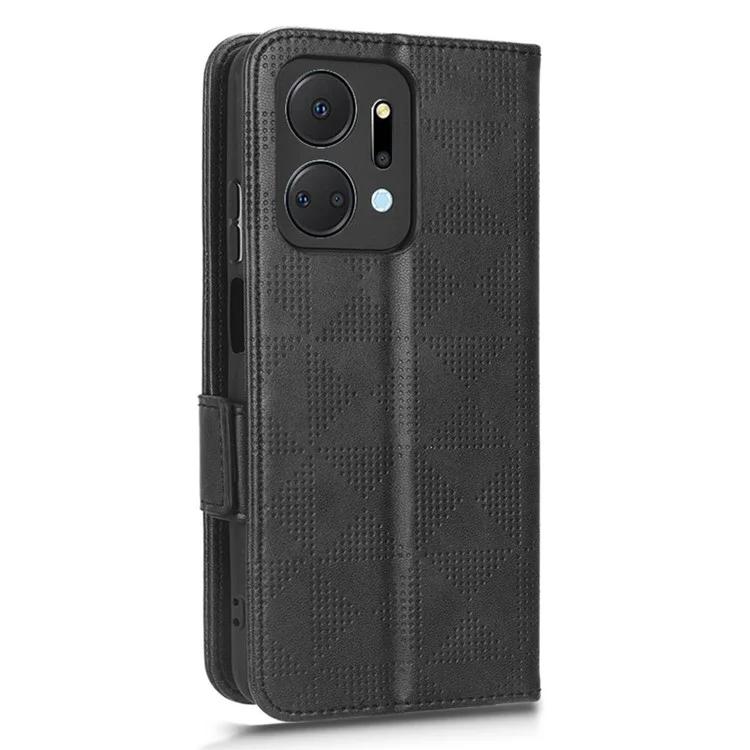 For Honor X7a 5G Wallet Stand Phone Shell Cover Imprinted Triangle Pattern Phone Case